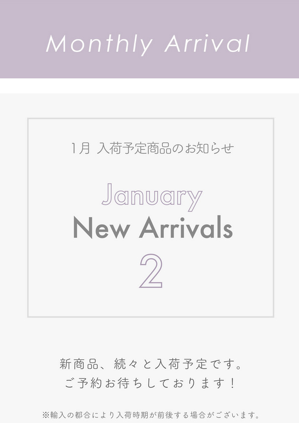 【1月 新商品入荷予定】Monthly Arrival 2