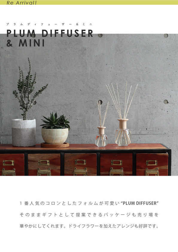 【再入荷】PLUM DIFFUSER, PLUM REED STICK, FRAGRANCE BOTTLE